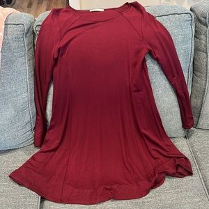 Lush extra small maroon dress long sleeve